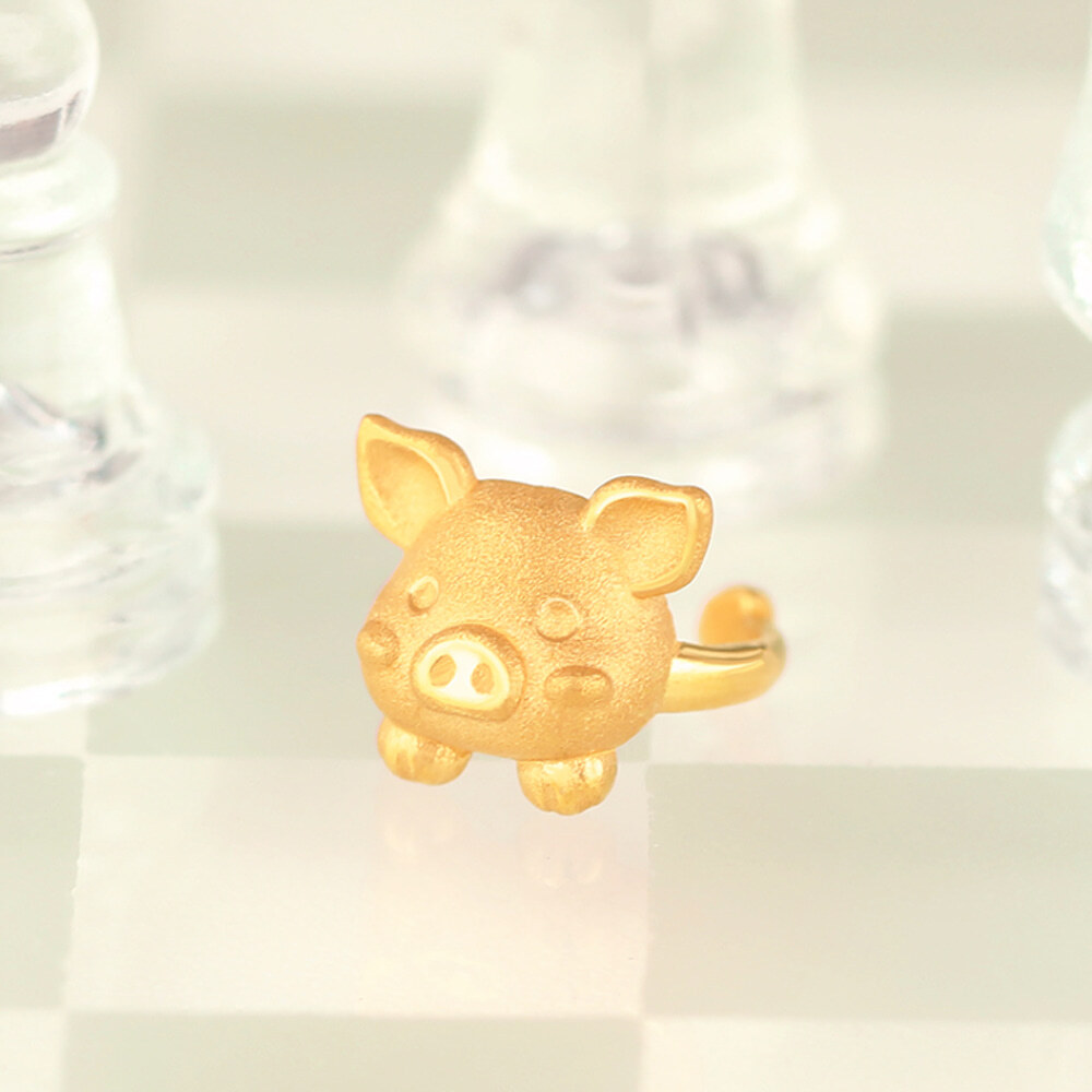 純金99.9% キュート猪 初誕生リング 2